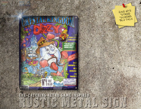 Rustic Commodore 64, Amiga, ZX Spectrum Game Crystal Kingdom Dizzy Box Artwork Metal Sign [664]