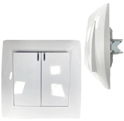 Włącznik Światła Podwójny Podświetlany Łącznik Podtynkowy Biały WESA