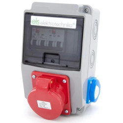 Rozdzielnica budowlana 32A/5P + 2*GS 230V + zabezpieczenia, obudowa naścienna, okienko 6M, 6NO21C011C