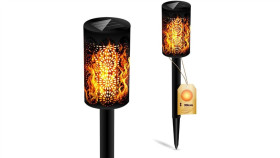 Lampa Solarna Ogrodowa Led Wbijana Pochodnia 39Cm Ip44 Czujnik Zmierzchu