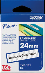 TZE-151 Brother labelling tape cassette / 24 mm / black/clear