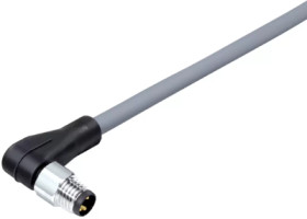 Sensor actuator cable, M8-cable plug, angled to open end, 3 pole, 5 m, PVC, gray, 4 A, 77 3703 0000 20003-0500