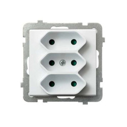 Sonata Gniazdo potrójne EURO z przesłonami torów prądowych biały GP-3RP/m/00