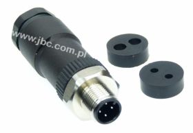 RSCN 4/DUO, M12, 4 styki, złącze męskie (wtyk) proste, dławik PG11 na dwa przewody (3-5mm), nakrętka ze stali szlachetnej, LUMBE