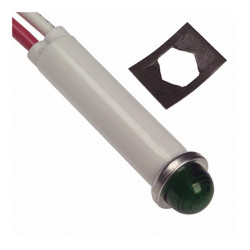 Lampka kontrolna Zielony 3.5 → 6.5 V dc, 5 → 11V ac Przyłącze przewodowe LED średnica 7.87mm długość