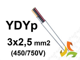 Przewód YDYp żo 3x2,5 mm2 (450/750V) instalacyjny płaski (krążki 100m) G-106470 TELEFONIKA