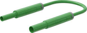 Safety measuring lead with (4 mm lamella plug, straight) to (4 mm socket, straight), 0.5 m, green, PVC, 1.0 mm², CAT IV, 66.1044