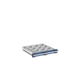 Regał magazynowy głębokość 650mm szerokość 650mm wysokość 75mm Jasnoszary Polipropylen, Tworzywo sztuczne z recyklingu