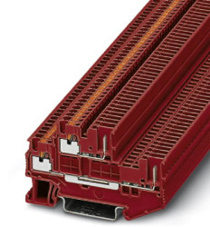 Double level terminal, push-in connection, 0.14-1.5 mm², 4 pole, 16 A, 6 kV, red, 3212443
