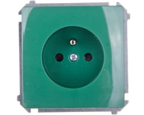 Simon Basic Gniazdo pojedyncze z/u 16A IP20 z przesłoną torów zielone BMGZ1z.01/33