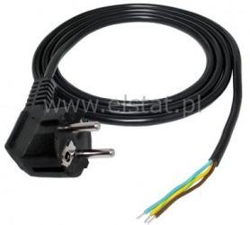 Kabel sieciowy jednostr. 2m ( 3x0,75mm) czar kąt.