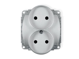 TREND Gniazdo podwójne bez uziemienia do ramki poziomej (przesłony torów prądowych) srebrny 5GPR-2p KARLIK