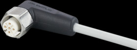 Sensor actuator cable, M12 cable socket, angled, A to open end, 5 pole, 10 m, mPPE, gray, 4 A, EVF008