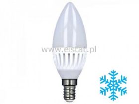 Żarówka LED E14, biała zimna 10W świeca porcel.