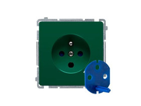 SIMON BASIC Gniazdo DATA z uziemieniem i kluczem uprawniającym (moduł) 16A 250V zaciski śrubowe zielone BMGD1.01/33 KONTAKT SIMO