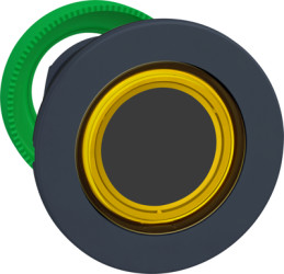 Pushbutton, for universal LED, illuminable, waistband round, yellow, front ring dark gray, mounting Ø 30.5 mm, ZB5FW983