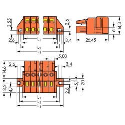 WAGO 231-324/031-000 Female Panel Fixing Flanges 24P Pitch 5.08 mm0