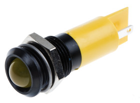 Lampka kontrolna do montażu panelowego 24V dc, Żółta 14mm Dioda LED migająca Końcówka lutownicza RS PRO