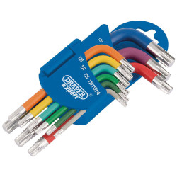 Draper Expert 66135 Metric Coloured Short Arm TX-STAR&#xAE; Key Set (9 Piece)