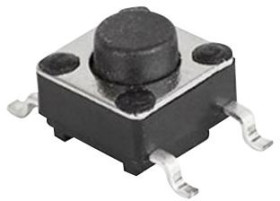Short-stroke pushbutton, 1 Form A (N/O), 50 mA/12 VDC, unlit , actuator (black), 1.6 N, SMD, 1301.9317.24