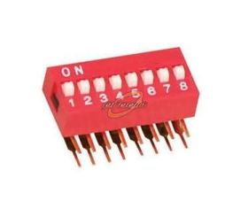 DIP-SWITCH 8-BIEGOWY KĄTOWY CZERWONY