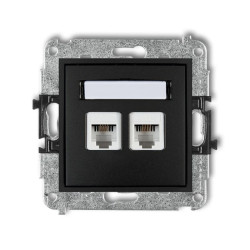 MINI Gniazdo telefoniczne podwójne 2xRJ11 4-stykowy beznarzędziowe czarny mat 12MGT-2