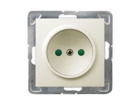 IMPRESJA Gniazdo pojedyncze bez uziemienia z przesłonami torów prądowych ecru GP-1YP/m/27 OSPEL