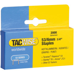 Tacwise 0334 53 Light-Duty Staples 6mm (Type JT21 A) Pack 2000