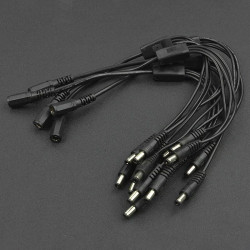 DC Barrel Jack Splitter Cables (1 Female to 3 Male, 5-pack)