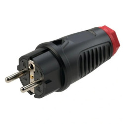 Wtyczka hermetyczna gumowa 2P+Z Uni-Schuko 230V 16A czarno-czerwona IP54 TAURUS2 na kabel do 13,0mm, wkład. guma (TPE) PCE