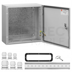 Obudowa hermetyczna rozdzielnica metalowa z płytą montażową 400x400x200 IP65 natynkowa szara NEKU