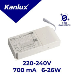 Zasilacz DALI LED TIBERI DRV DALIM700MA 26,3W 9-42V 150-700mA IP20 5 lat Gwarancji 26386