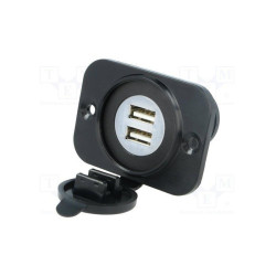Ładowarka - zasilacz 5V/2,1A samochodowy montażowy z podświetlaniem 12-24V / USB x2 / A13-194BPS-BB3
