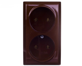 BIS Gniazdo podwójne b/u brązowe GN-2B/24