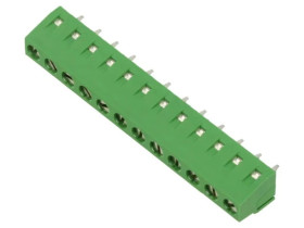 1-282836-2 Listwa zaciskowa do druku kątowe 90 5mm tory 12 na PCB 300V