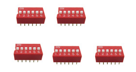 Opencircuit DIP switches 6 positions red - 5 pcs