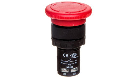 Przycisk Dłoniowy Bezpieczeństwa Monoblok, 1No+1Nc, Grzybek 40 Mm, Czerwony...