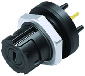 Panel socket, 5 pole, THT, bayonet locking, straight, 09 0762 190 05