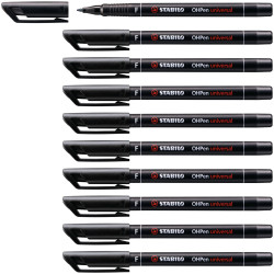 STABILO 842/46 Pen for Overhead Projection Universal Permanent Fine Blk Pk 10