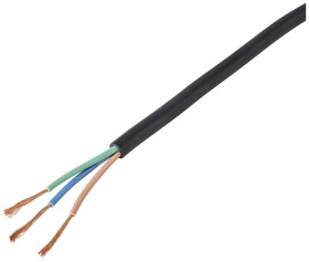 Przewód z gumowym płaszczem TRU COMPONENTS TC-11594940, 3 x 2.5 mm², Linka, Produkty w metrach bieżących, czarny