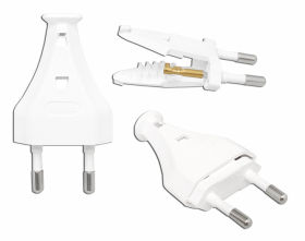 Wtyczka AC ZN-11 płaska składana, biała.