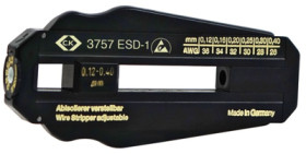 Precision wire stripper for PVC wires, PTFE wires, AWG 36-26, cable Ø 0.12-0.4 mm, L 98 mm, 20 g, T3757ESD 1