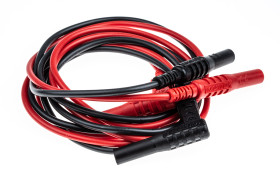 Przewody pomiarowe długość przewodu 1.2m RS PRO kategoria CAT III 600V Zacisk krokodylkowy, wtyk kątowy, hak