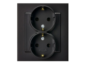 SONATA Gniazdo podwójne z uziemieniem z ramką czarny metalik GP-2RS/33 OSPEL
