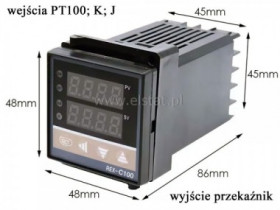 Sterownik temp. REX; PT100; K; J; inne; PRK + 1 AL