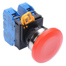 YW4B-M4E20R Red 22mm Metal Bezel Mushroom Momentary Push Button Switch 2NO IP65 IDEC