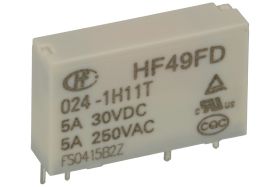 Przekaźnik; elektromagnetyczny miniaturowy; HF49FD-024-1H11T (JZC49F); 24V; DC; 1 styk zwierny; 5A; 250V AC; 5A; 30V DC; do druk