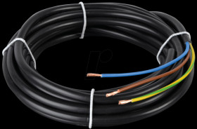 Flexible cable, 3 x 1.0 mm², black, 5-m coil