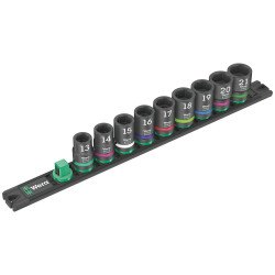 Wera 05005490001 Magnetic Socket Rail C Impaktor 1 Socket Set, 1/2&quot; Drive, 9 pc