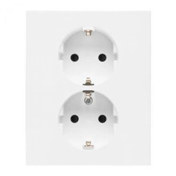 Simon 55 Gniazdo Schuko z przesłonami podwójne 16 A, 250 V~, zaciski śrubowe Biały mat TGSZ2PZFAR/111
